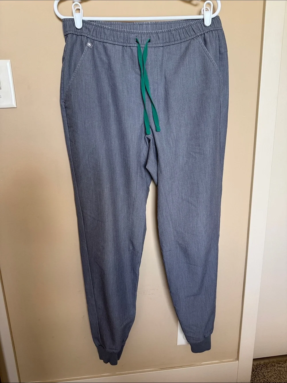 Figs Men's Gray Joggers with Green Drawstring